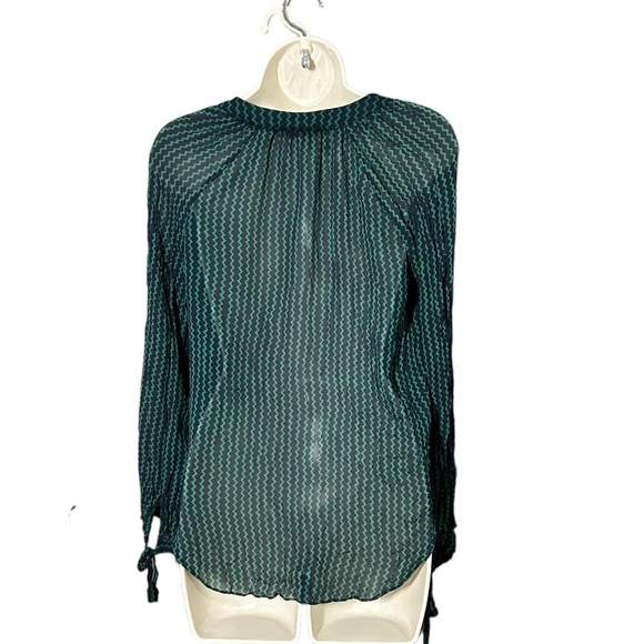 Maeve Anthropologie Della Sheer Chevron Button Up Long Sleeves Top Medium - Picture 3 of 8